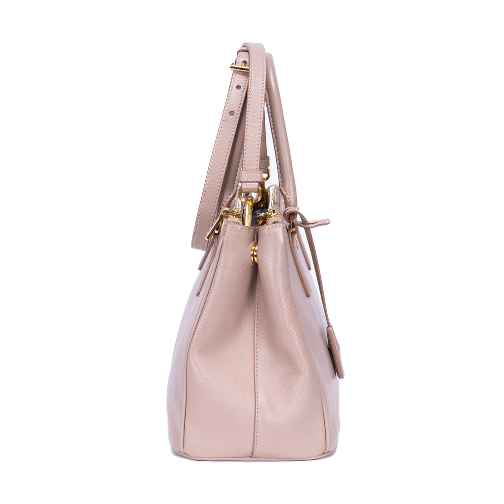 Shoulder Bag Double Zip Galleria Tote Small Pink Saffiano Lux Leather