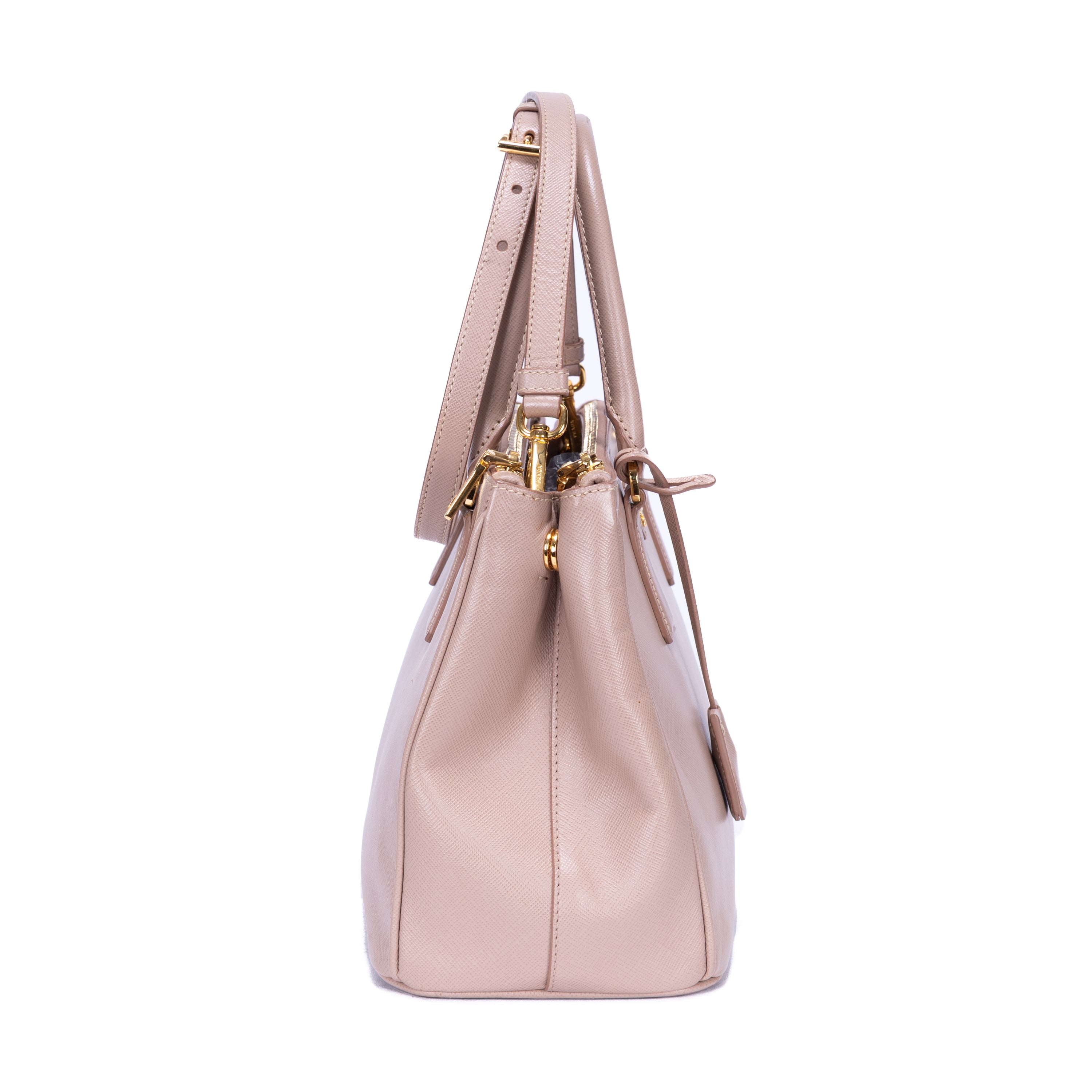 Shoulder Bag Double Zip Galleria Tote Small Pink Saffiano Lux Leather