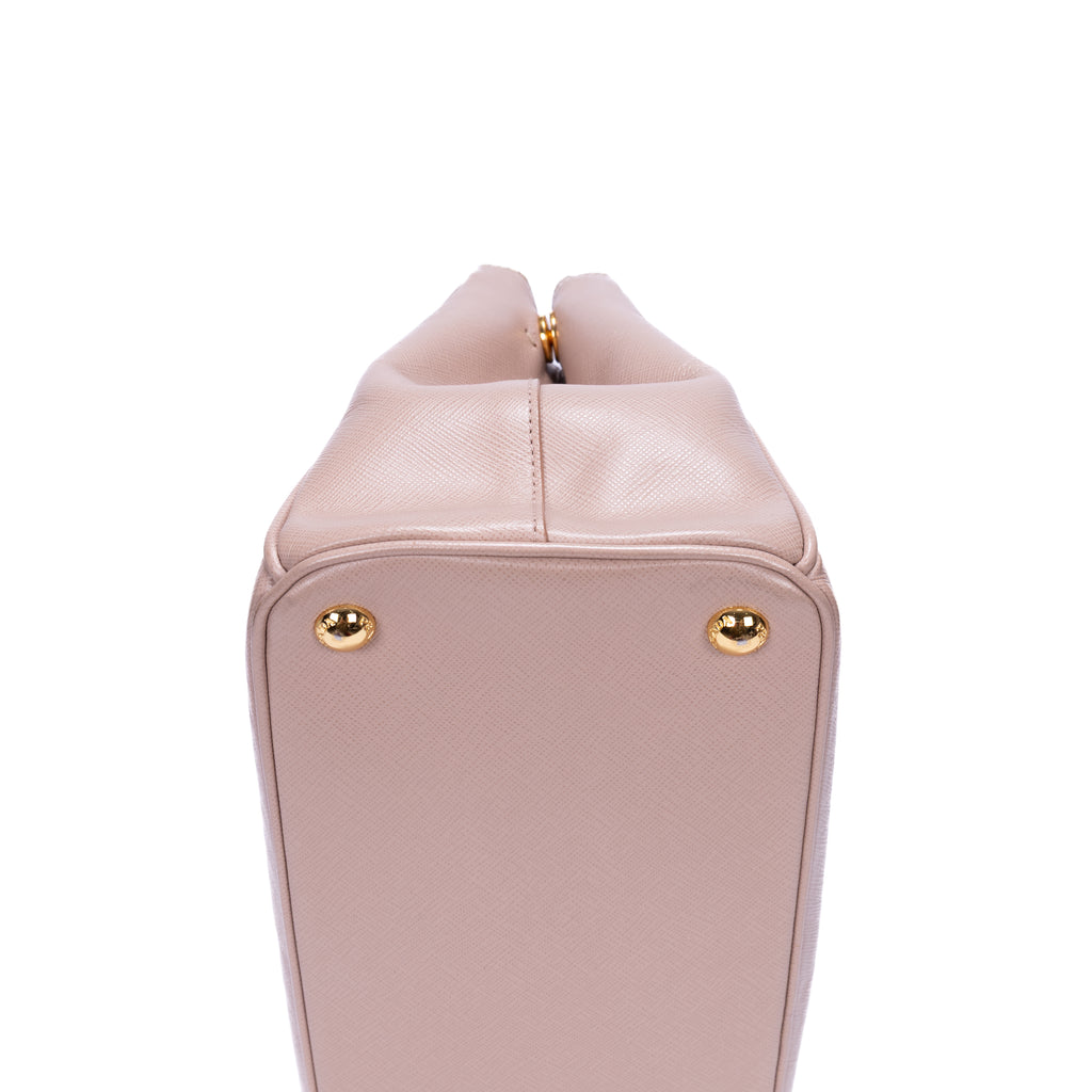 Shoulder Bag Double Zip Galleria Tote Small Pink Saffiano Lux Leather