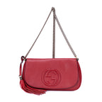 Sac bandoulière Soho Chain en cuir de veau rouge