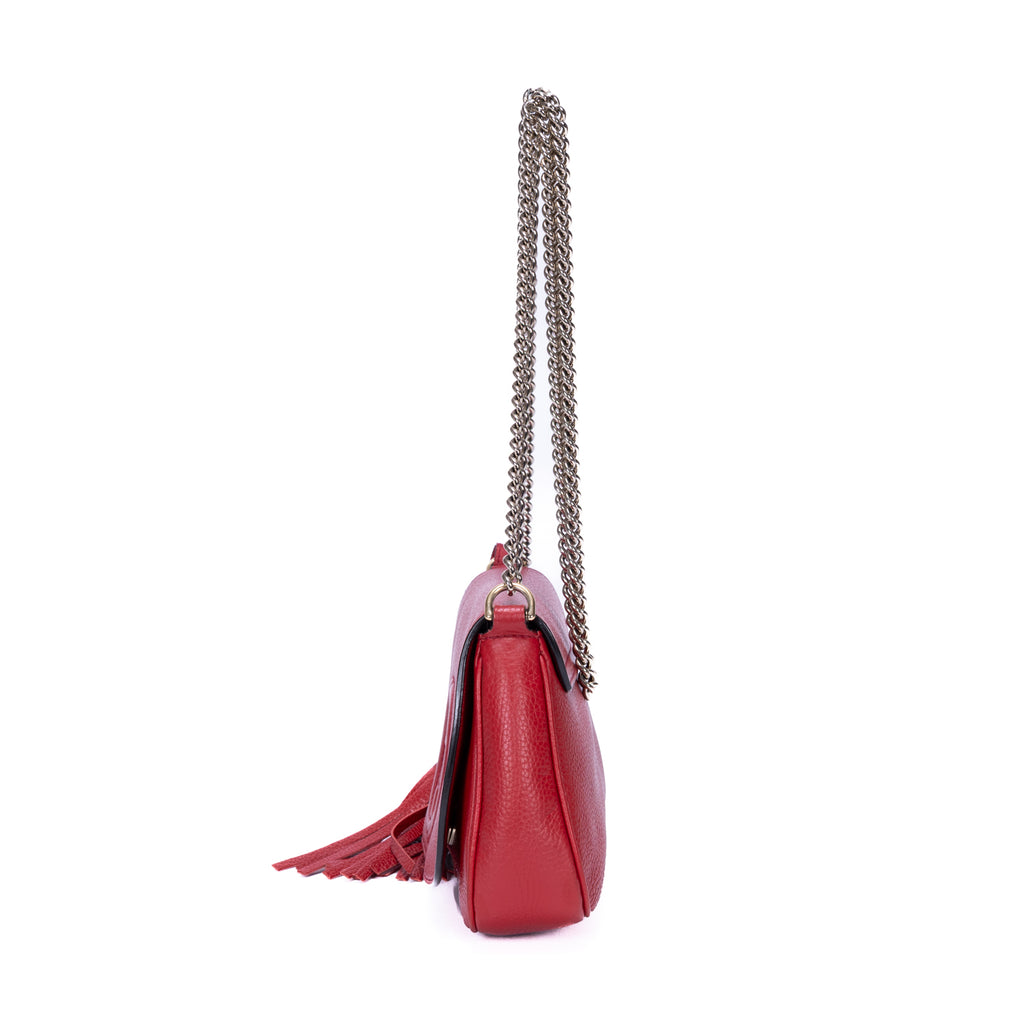 Sac bandoulière Soho Chain en cuir de veau rouge