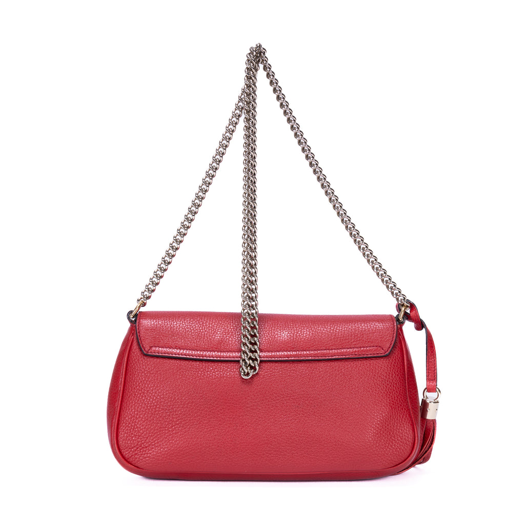Sac bandoulière Soho Chain en cuir de veau rouge