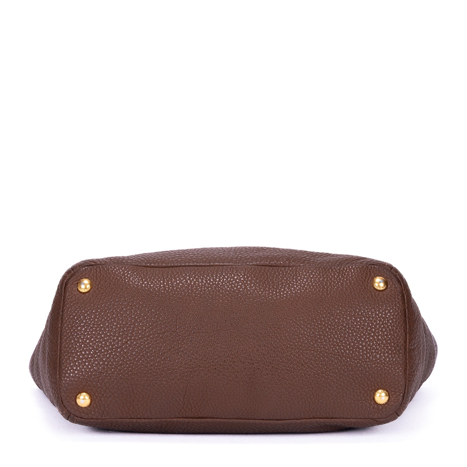 Bolso tote con bolsillos laterales de piel Vitello Daino marrón