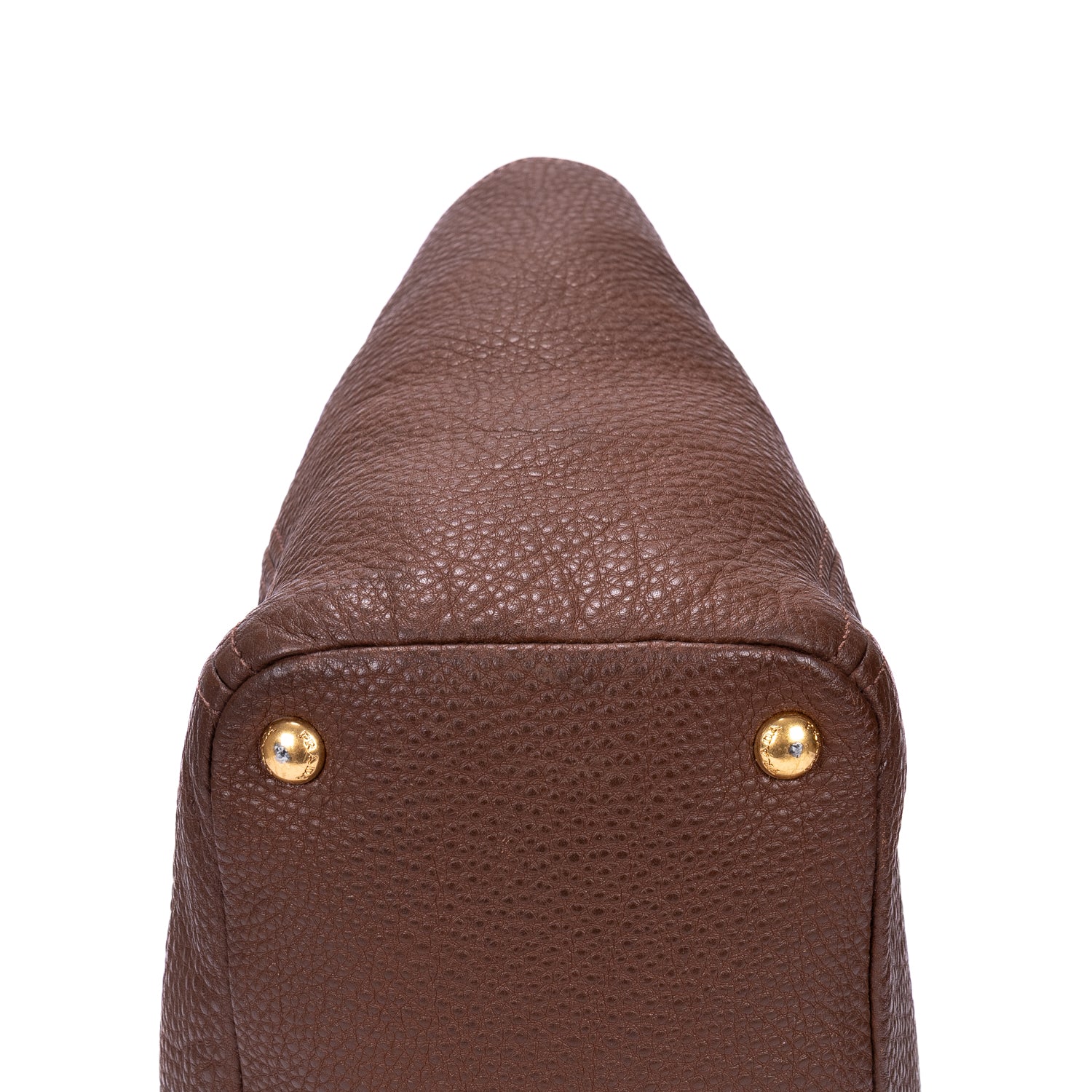 Bolso tote con bolsillos laterales de piel Vitello Daino marrón
