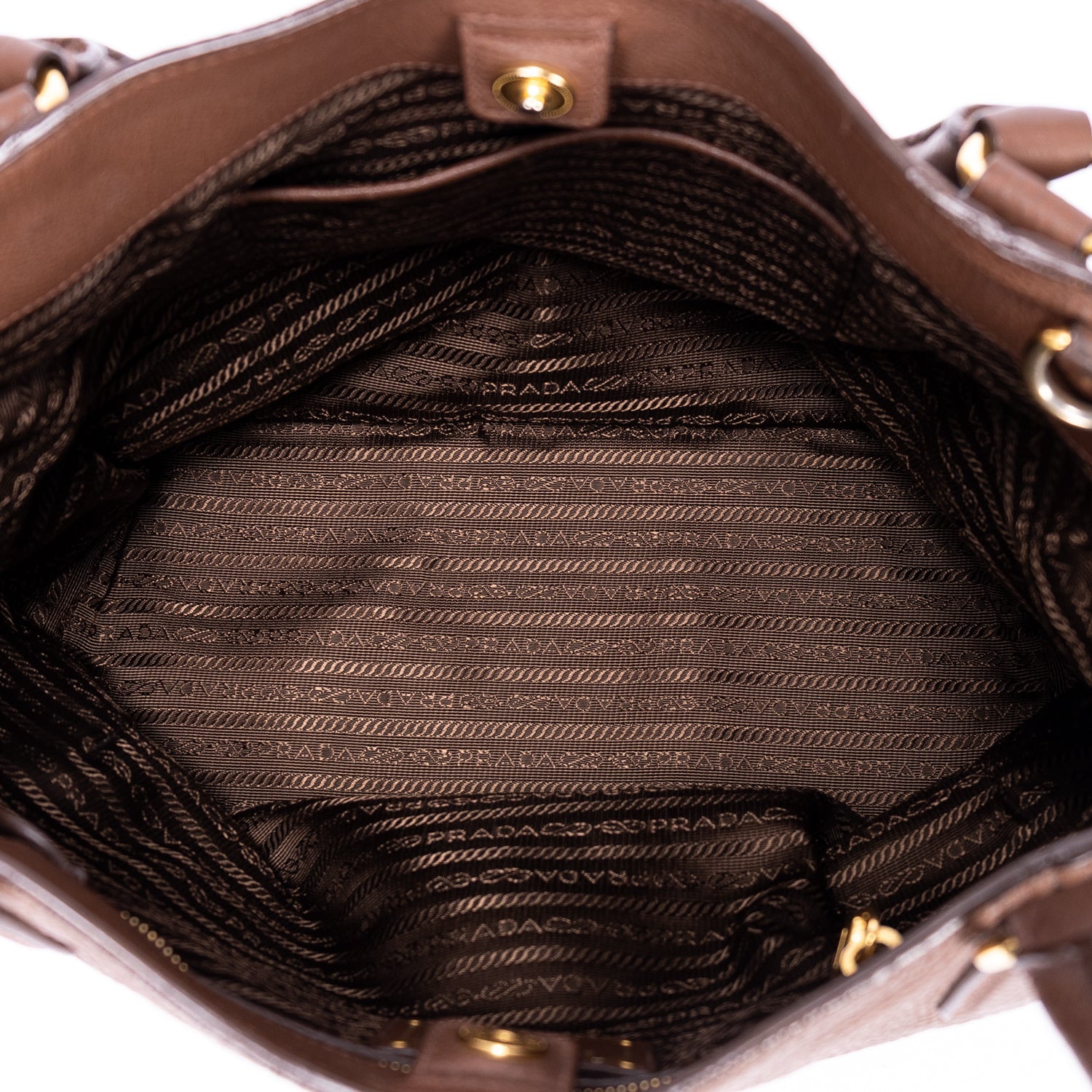 Bolso tote con bolsillos laterales de piel Vitello Daino marrón