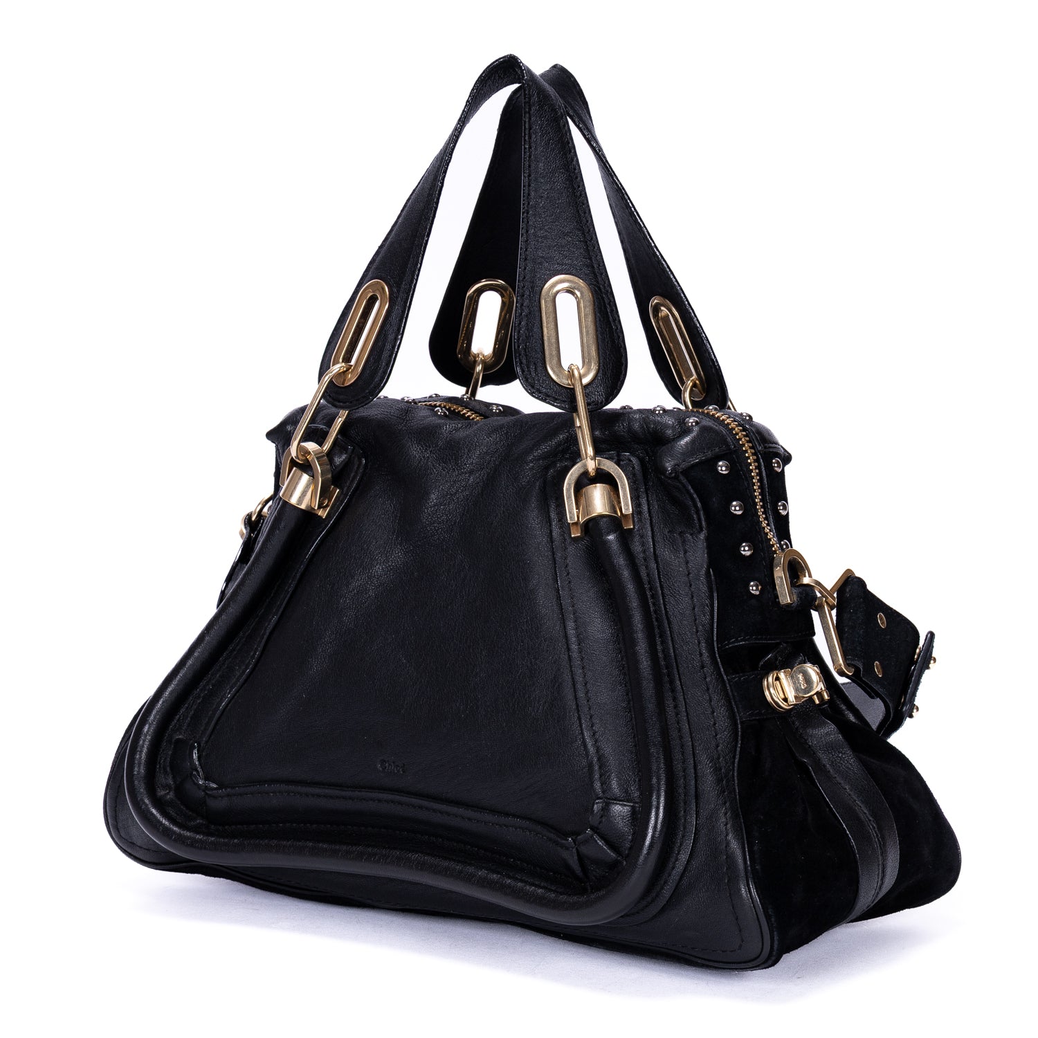 Sac porté épaule Paraty moyen en cuir de veau grainé noir
