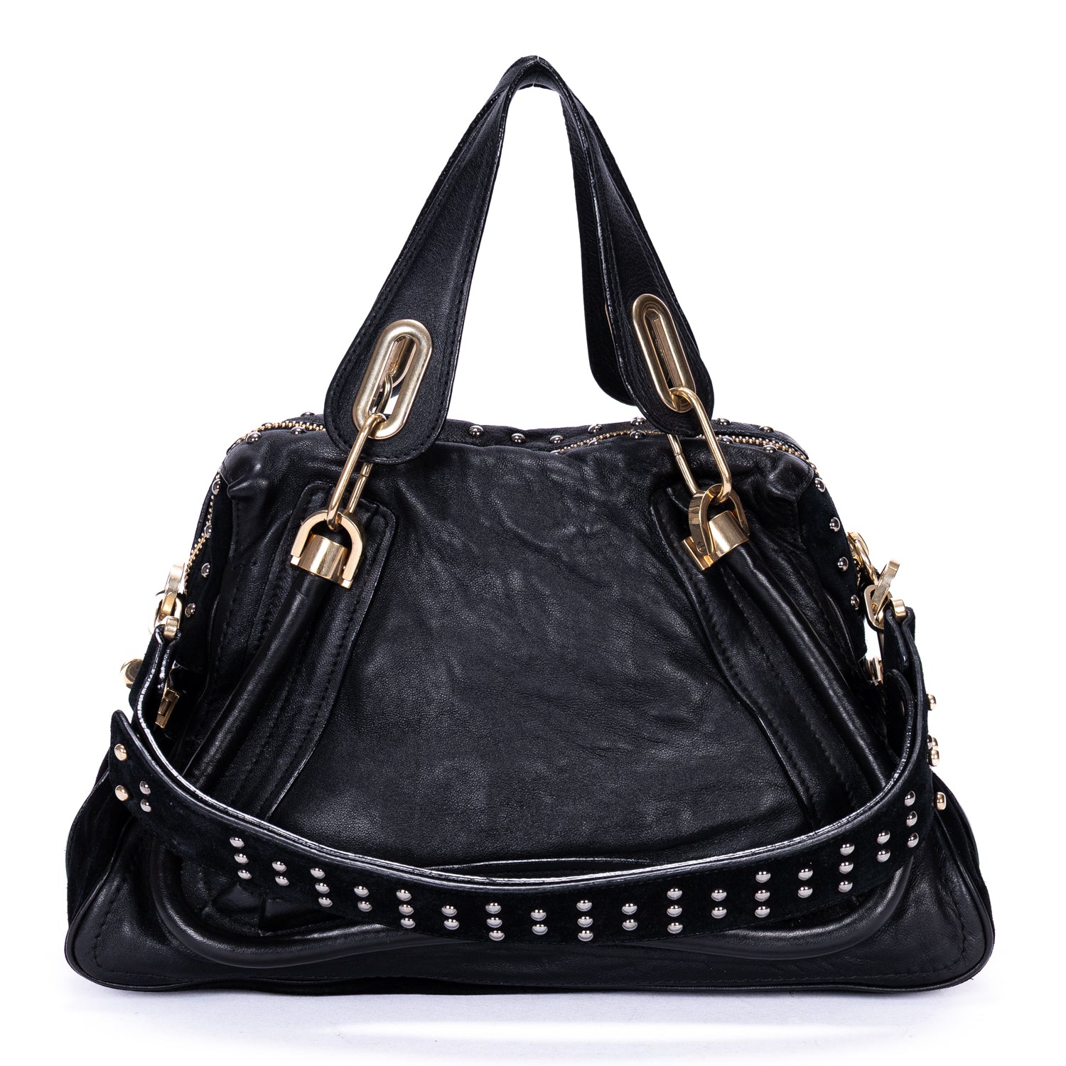 Sac porté épaule Paraty moyen en cuir de veau grainé noir