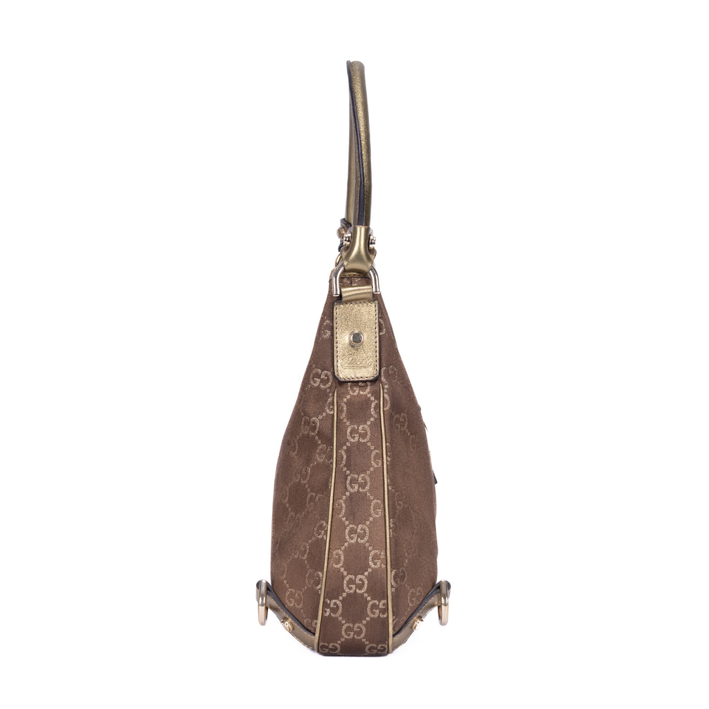 Bolso Abbey de aro D de lona monogram en marrón
