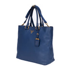 Sac cabas classique en cuir Vitello Daino bleu