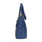 Sac cabas classique en cuir Vitello Daino bleu