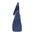 Sac cabas classique en cuir Vitello Daino bleu