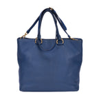 Sac cabas classique en cuir Vitello Daino bleu