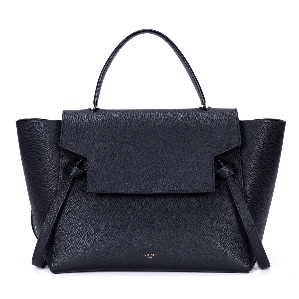 Shoulder Bag Mini Belt Bag Black Grained Calfskin Leather