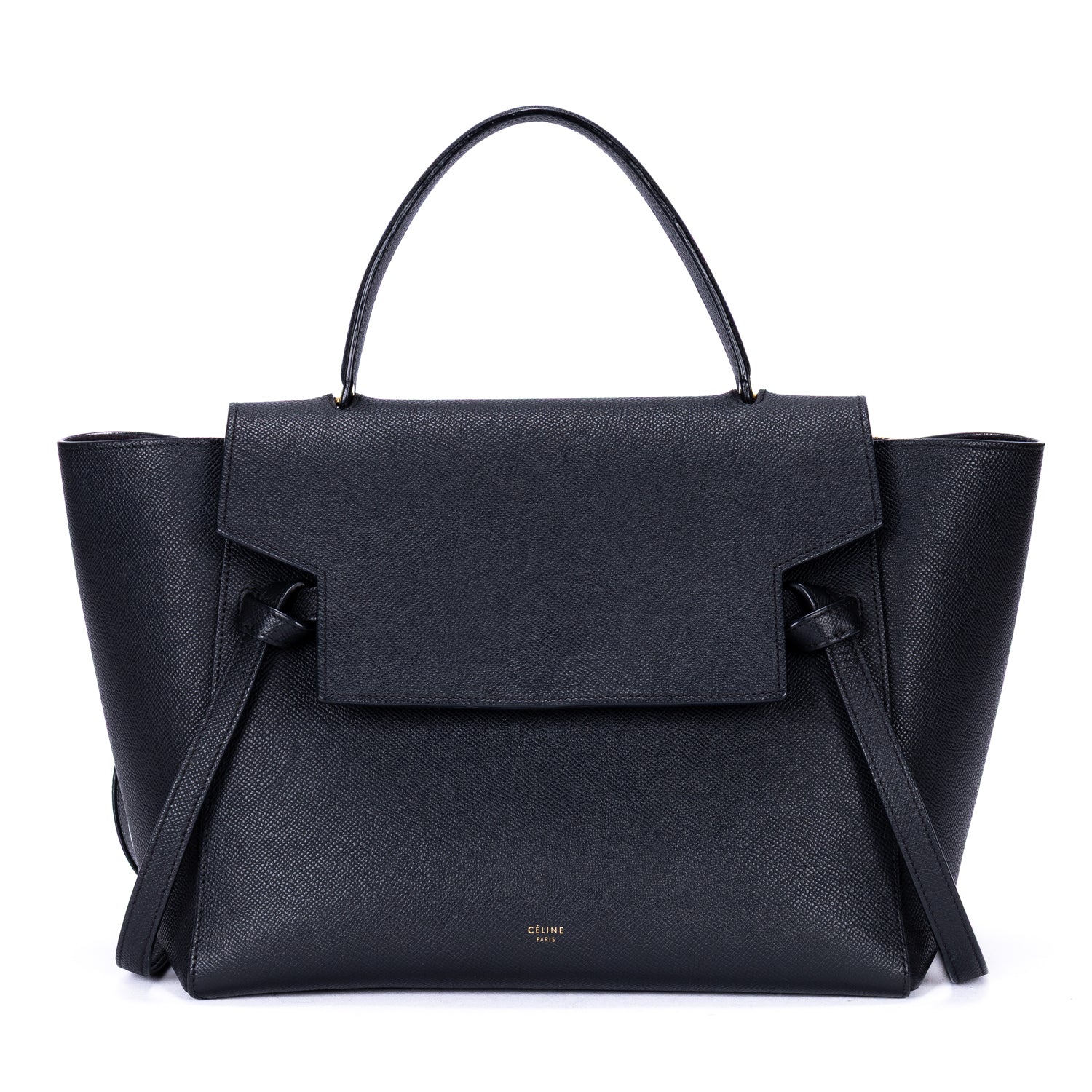 Shoulder Bag Mini Belt Bag Black Grained Calfskin Leather
