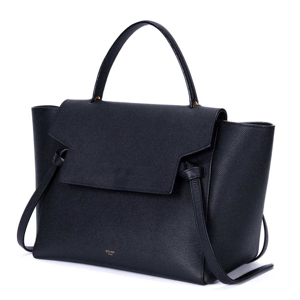 Shoulder Bag Mini Belt Bag Black Grained Calfskin Leather