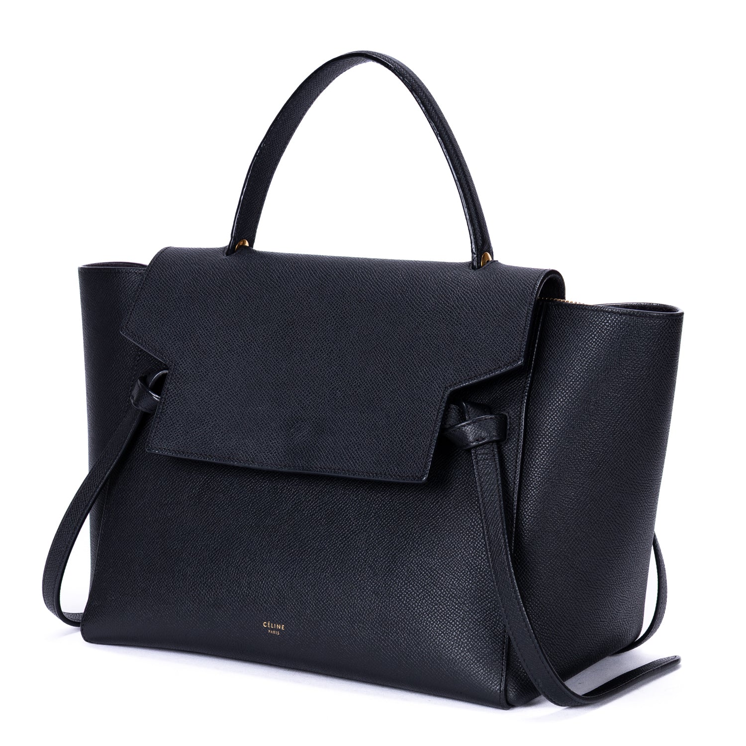 Shoulder Bag Mini Belt Bag Black Grained Calfskin Leather