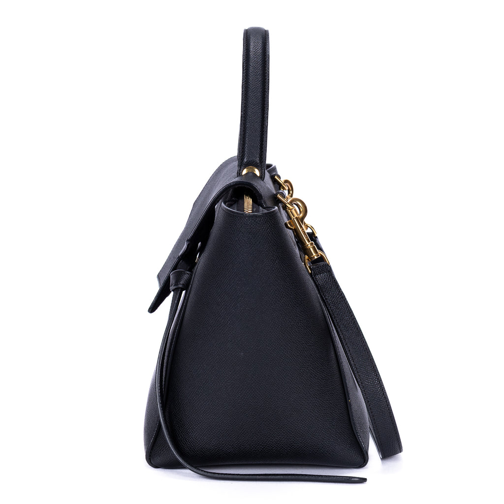 Shoulder Bag Mini Belt Bag Black Grained Calfskin Leather