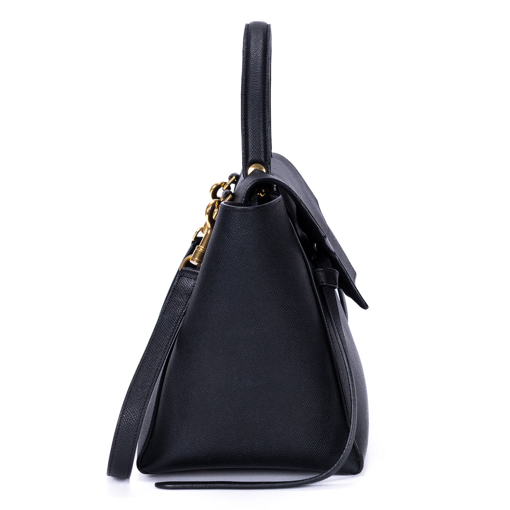 Shoulder Bag Mini Belt Bag Black Grained Calfskin Leather
