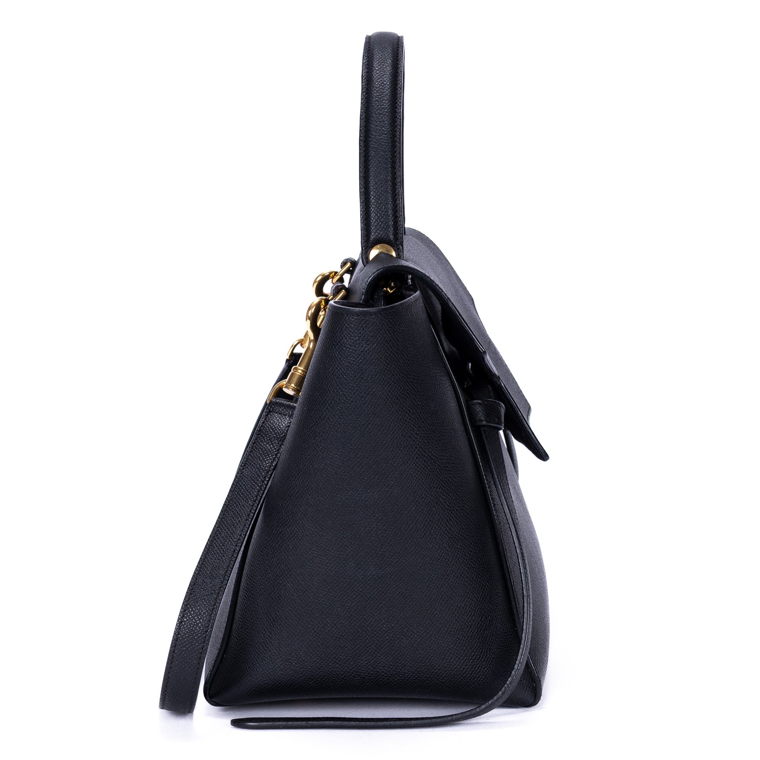 Shoulder Bag Mini Belt Bag Black Grained Calfskin Leather