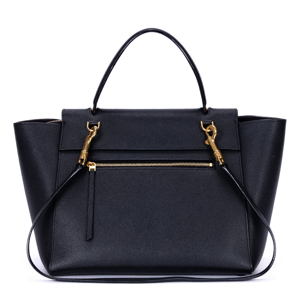 Shoulder Bag Mini Belt Bag Black Grained Calfskin Leather