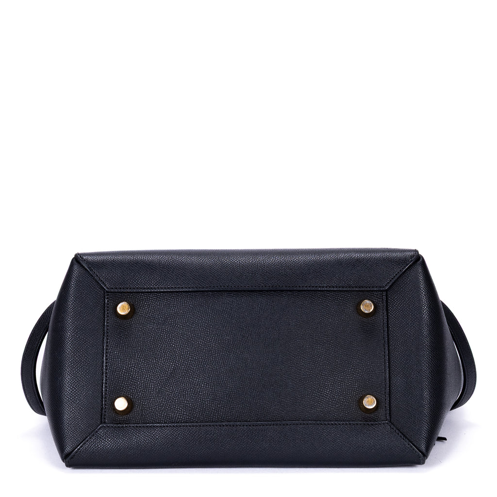 Shoulder Bag Mini Belt Bag Black Grained Calfskin Leather