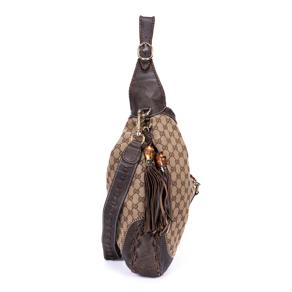 Shoulder Bag New Jackie Hobo Large Dark Brown Monogram Canvas