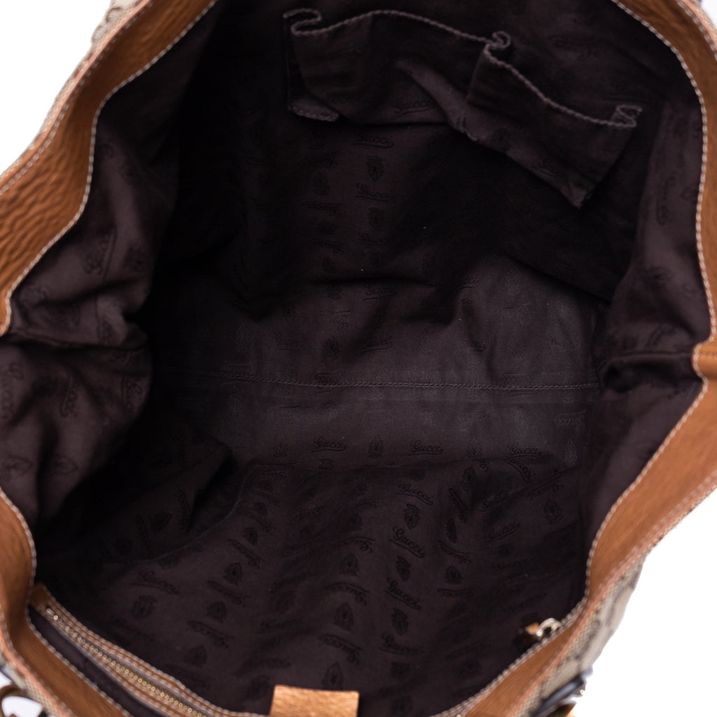 Bolso de Hombro Charm Tote Grande Lona Monogram Beige