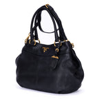Sac porté épaule cabas convertible en cuir Vitello Daino noir