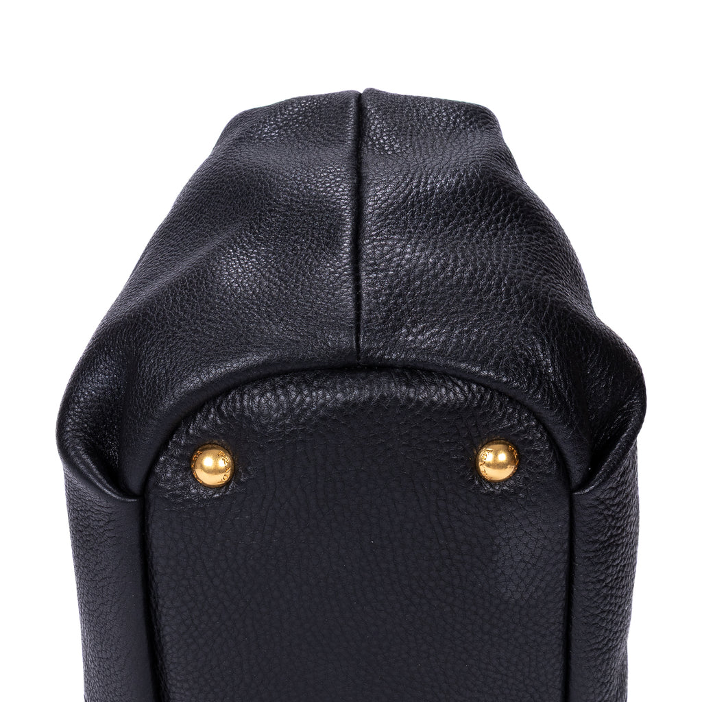 Sac porté épaule cabas convertible en cuir Vitello Daino noir