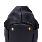 Sac porté épaule cabas convertible en cuir Vitello Daino noir