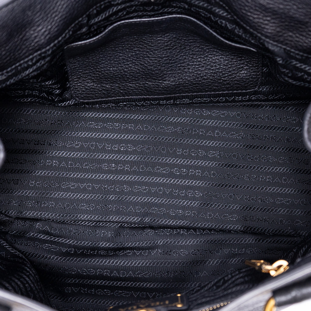 Sac porté épaule cabas convertible en cuir Vitello Daino noir