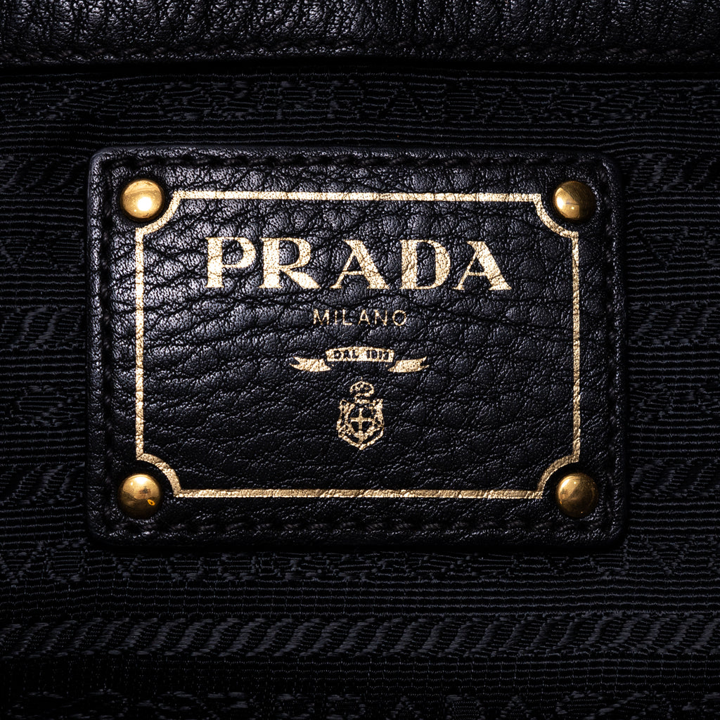 Sac porté épaule cabas convertible en cuir Vitello Daino noir