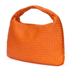 Handbag Large Hobo Bag Large Orange Intrecciato Leather