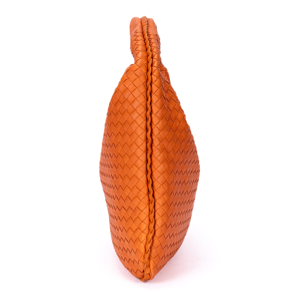 Handbag Large Hobo Bag Large Orange Intrecciato Leather