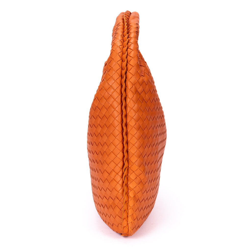 Handbag Large Hobo Bag Large Orange Intrecciato Leather