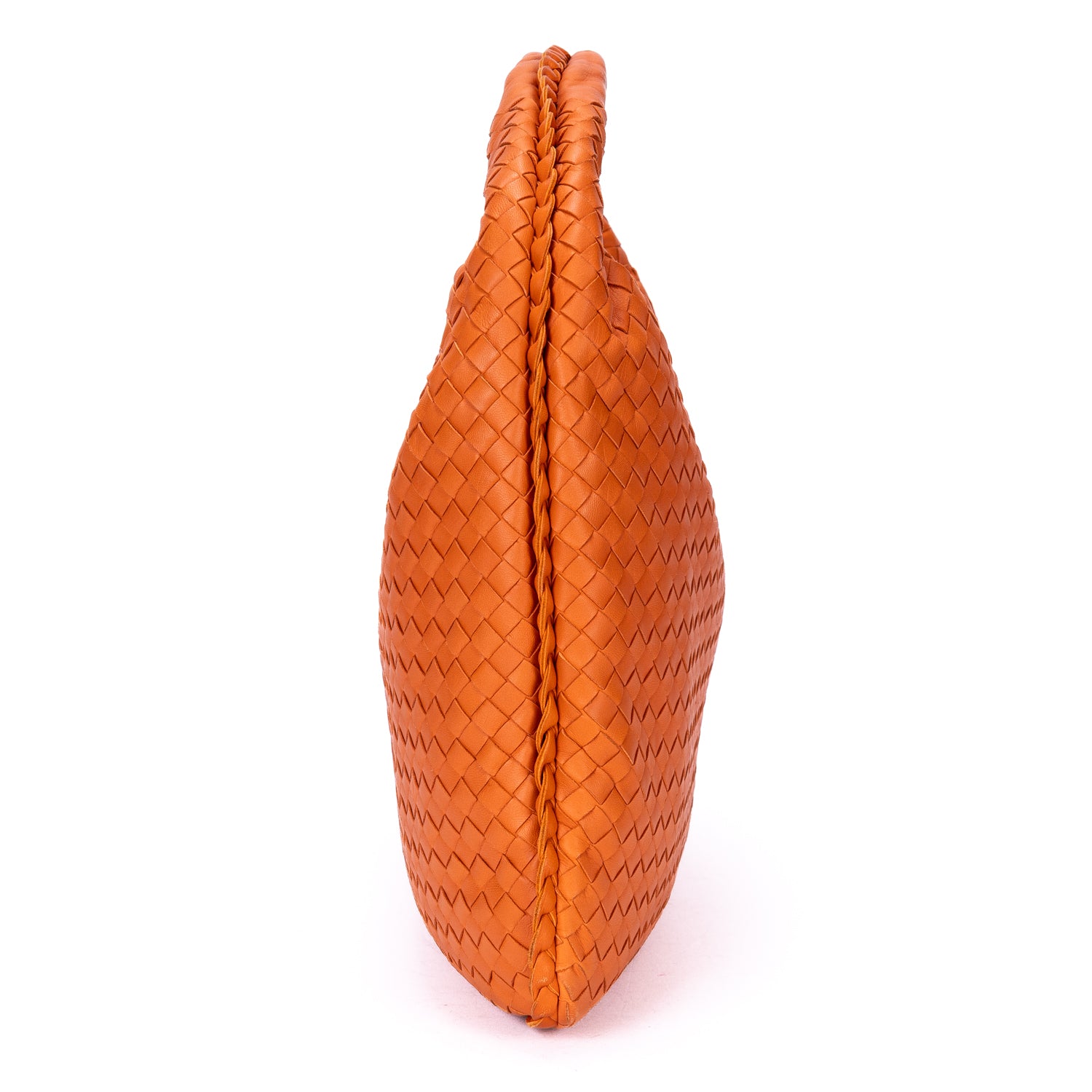 Handbag Large Hobo Bag Large Orange Intrecciato Leather