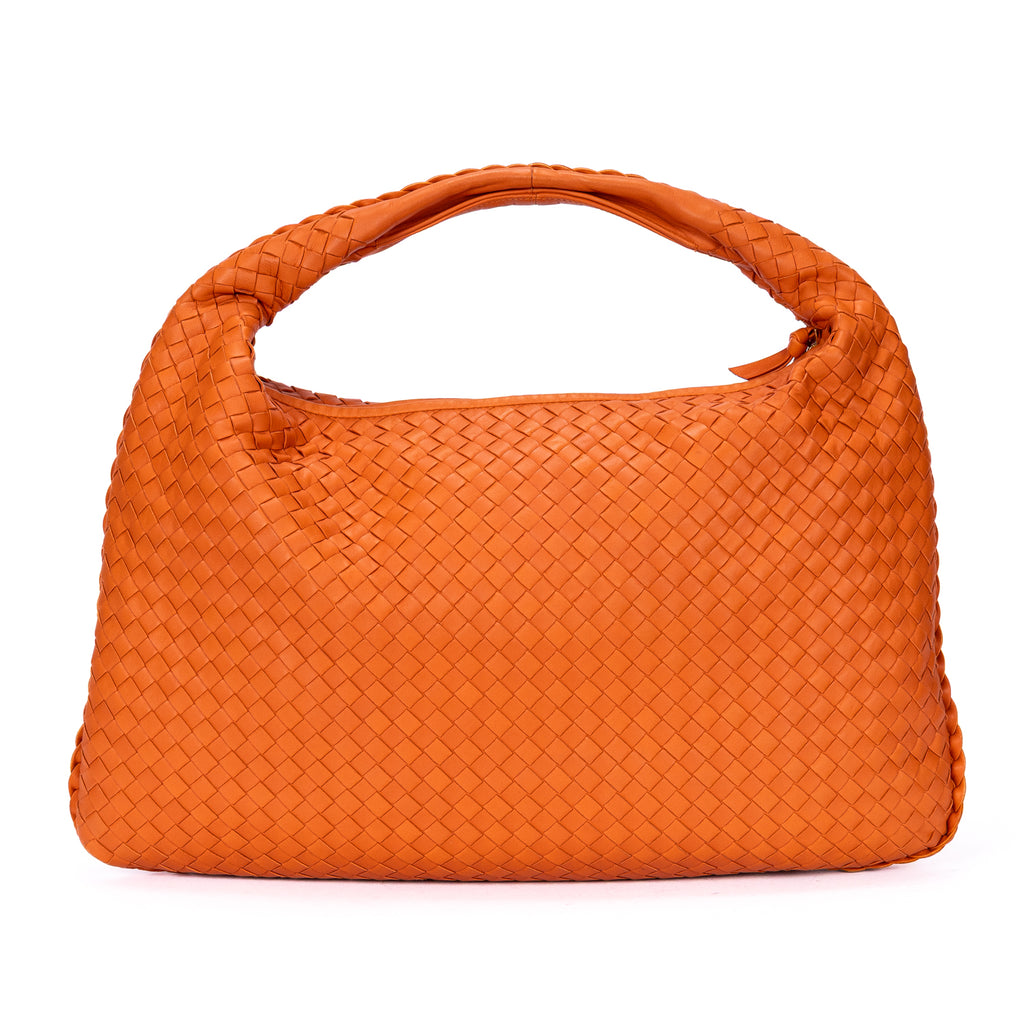 Handbag Large Hobo Bag Large Orange Intrecciato Leather