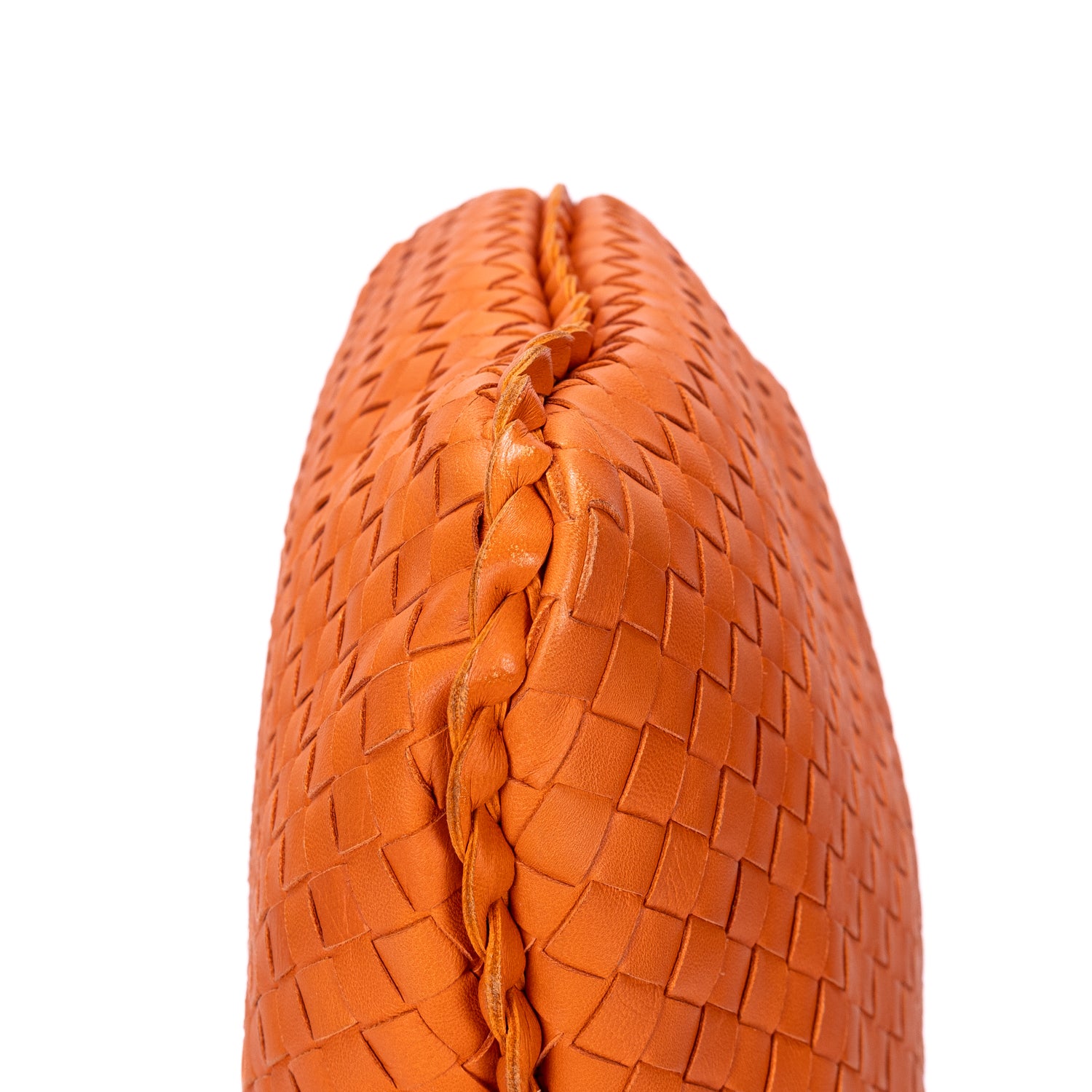 Handbag Large Hobo Bag Large Orange Intrecciato Leather