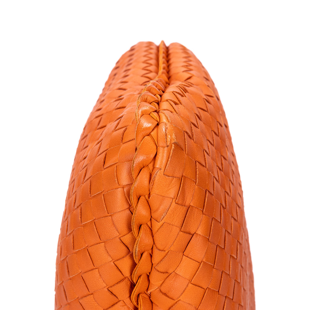 Handbag Large Hobo Bag Large Orange Intrecciato Leather