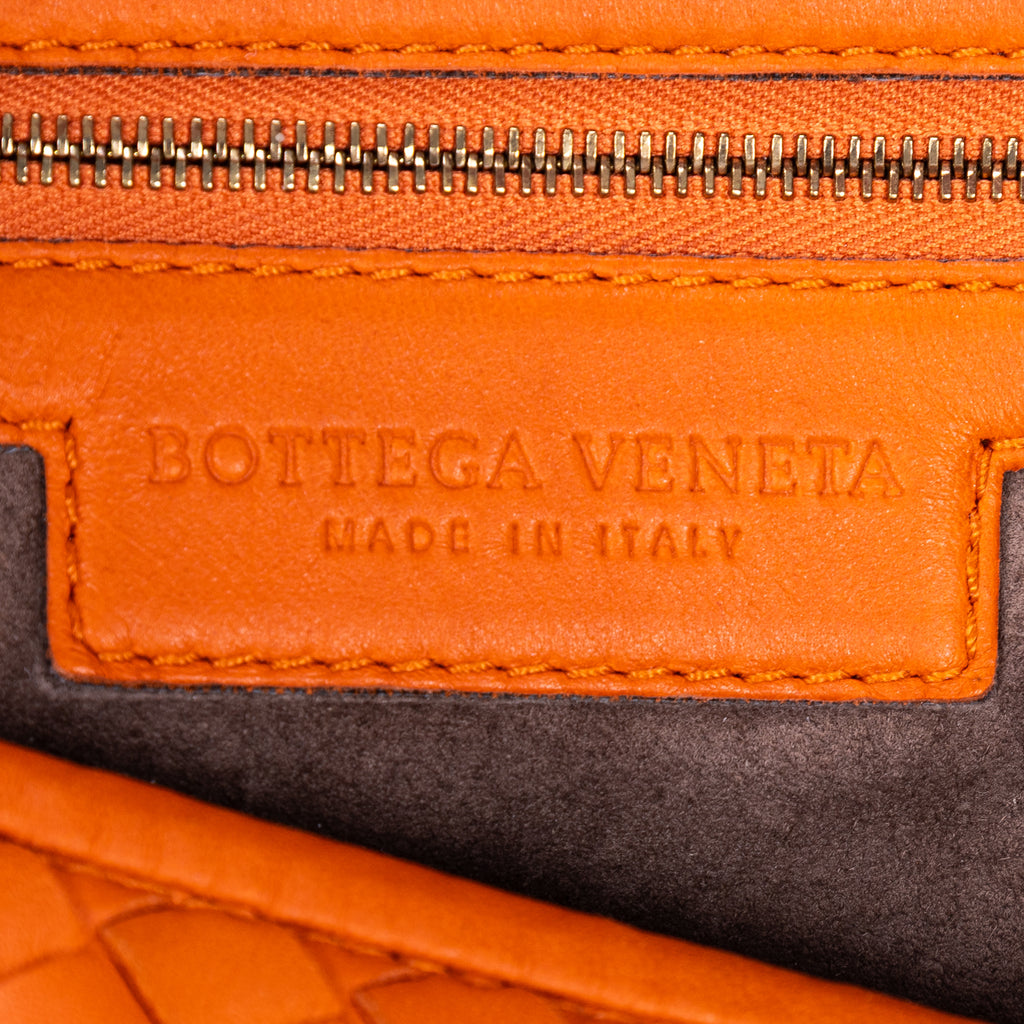 Handbag Large Hobo Bag Large Orange Intrecciato Leather