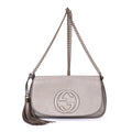 Shoulder Bag Soho Chain Crossbody Silver Pebbled Calfskin Leather