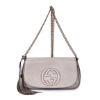 Shoulder Bag Soho Chain Crossbody Silver Pebbled Calfskin Leather