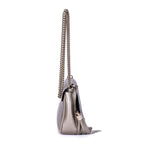 Shoulder Bag Soho Chain Crossbody Silver Pebbled Calfskin Leather