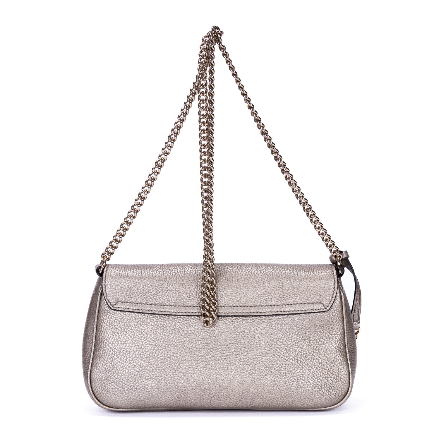 Shoulder Bag Soho Chain Crossbody Silver Pebbled Calfskin Leather