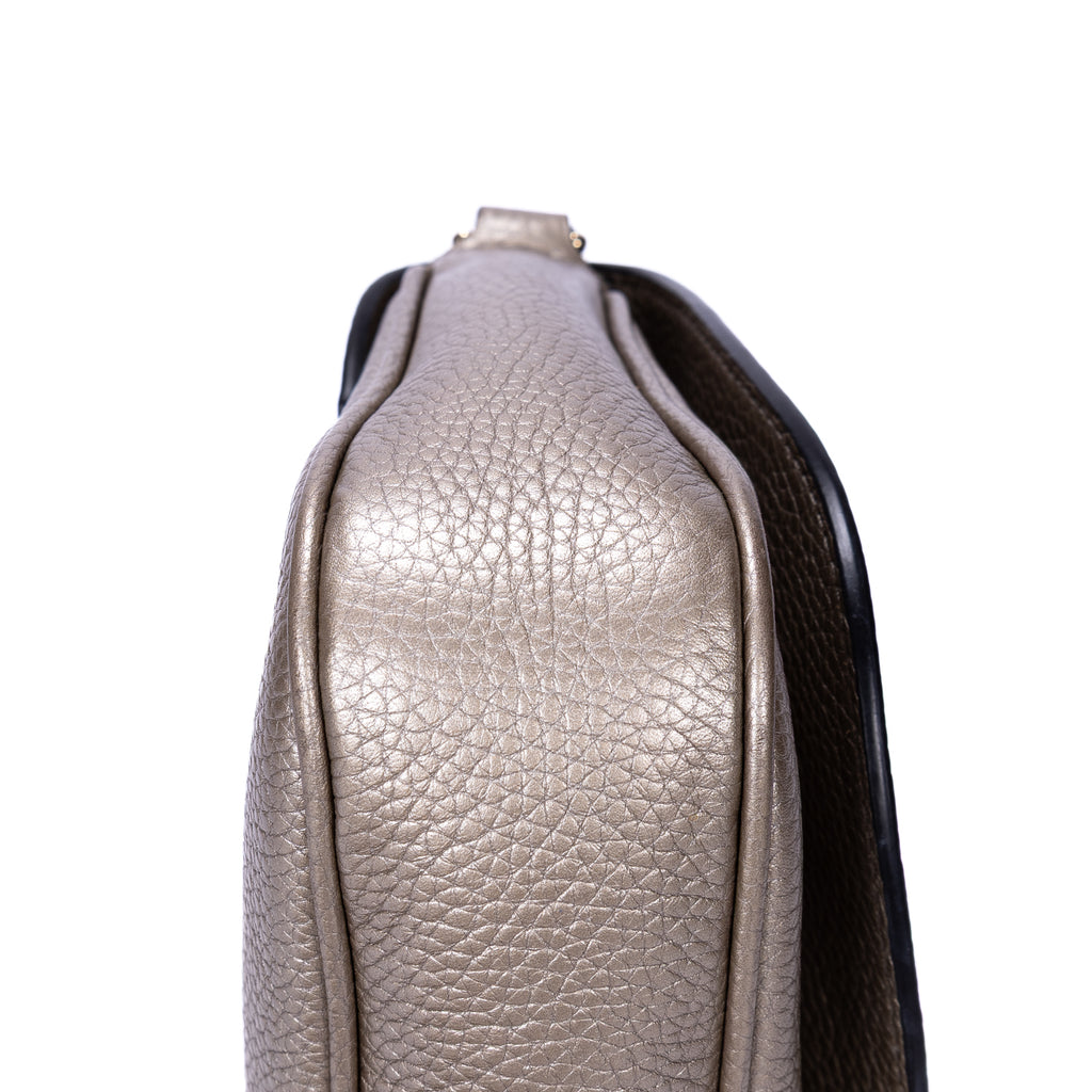 Shoulder Bag Soho Chain Crossbody Silver Pebbled Calfskin Leather