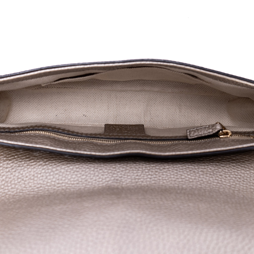 Shoulder Bag Soho Chain Crossbody Silver Pebbled Calfskin Leather