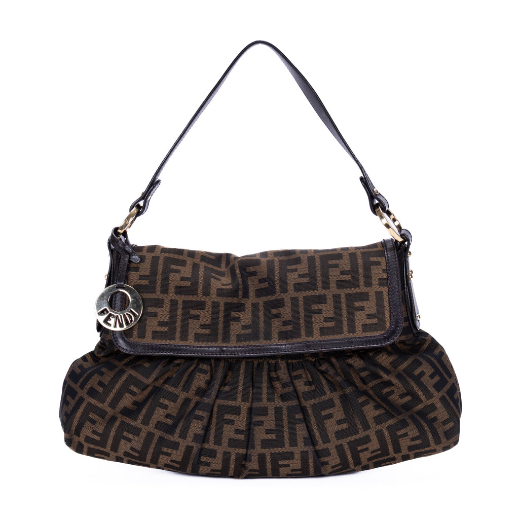 Shoulder Bag Chef Flap Hobo Dark Brown Zucca Canvas