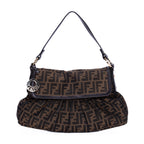 Shoulder Bag Chef Flap Hobo Dark Brown Zucca Canvas
