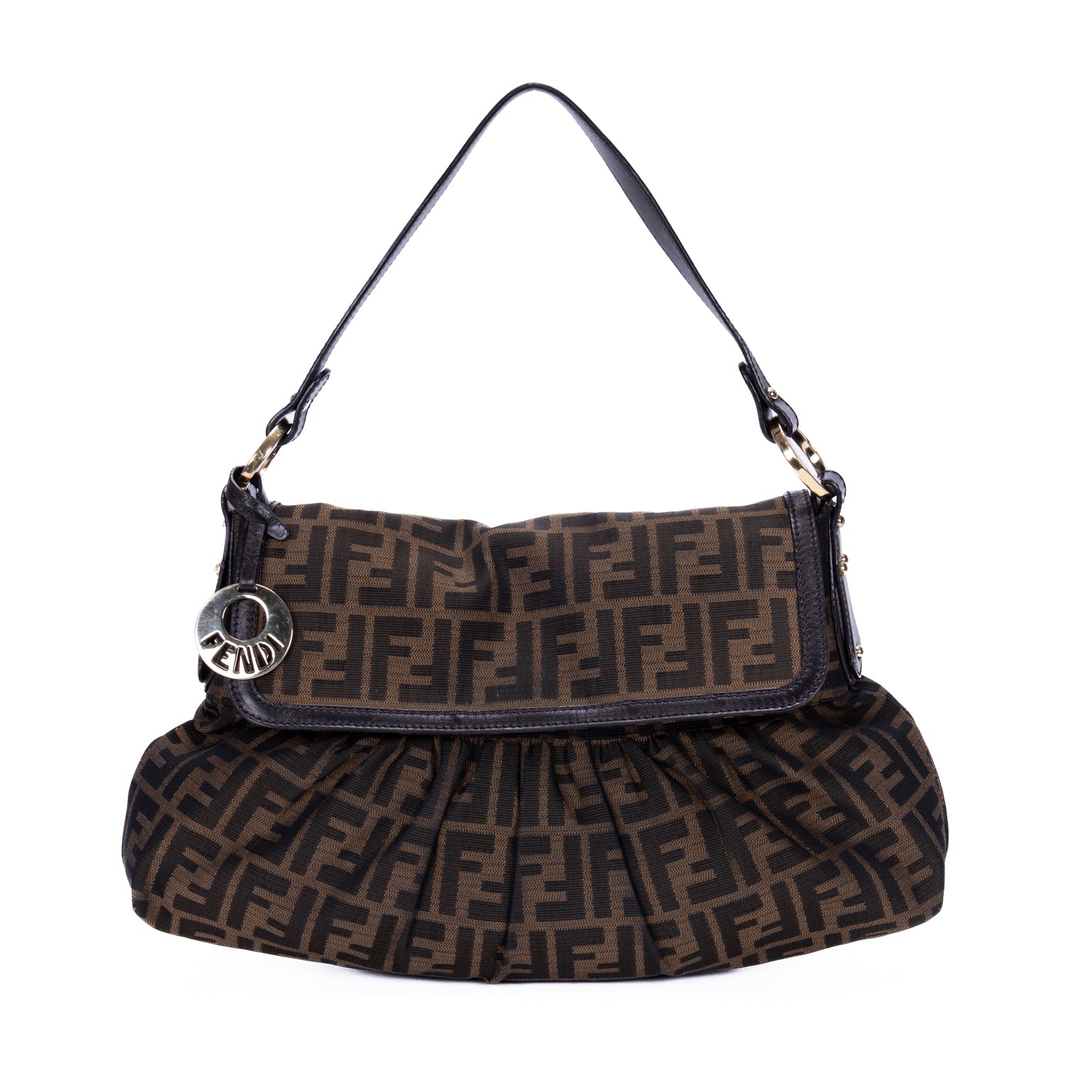 Shoulder Bag Chef Flap Hobo Dark Brown Zucca Canvas