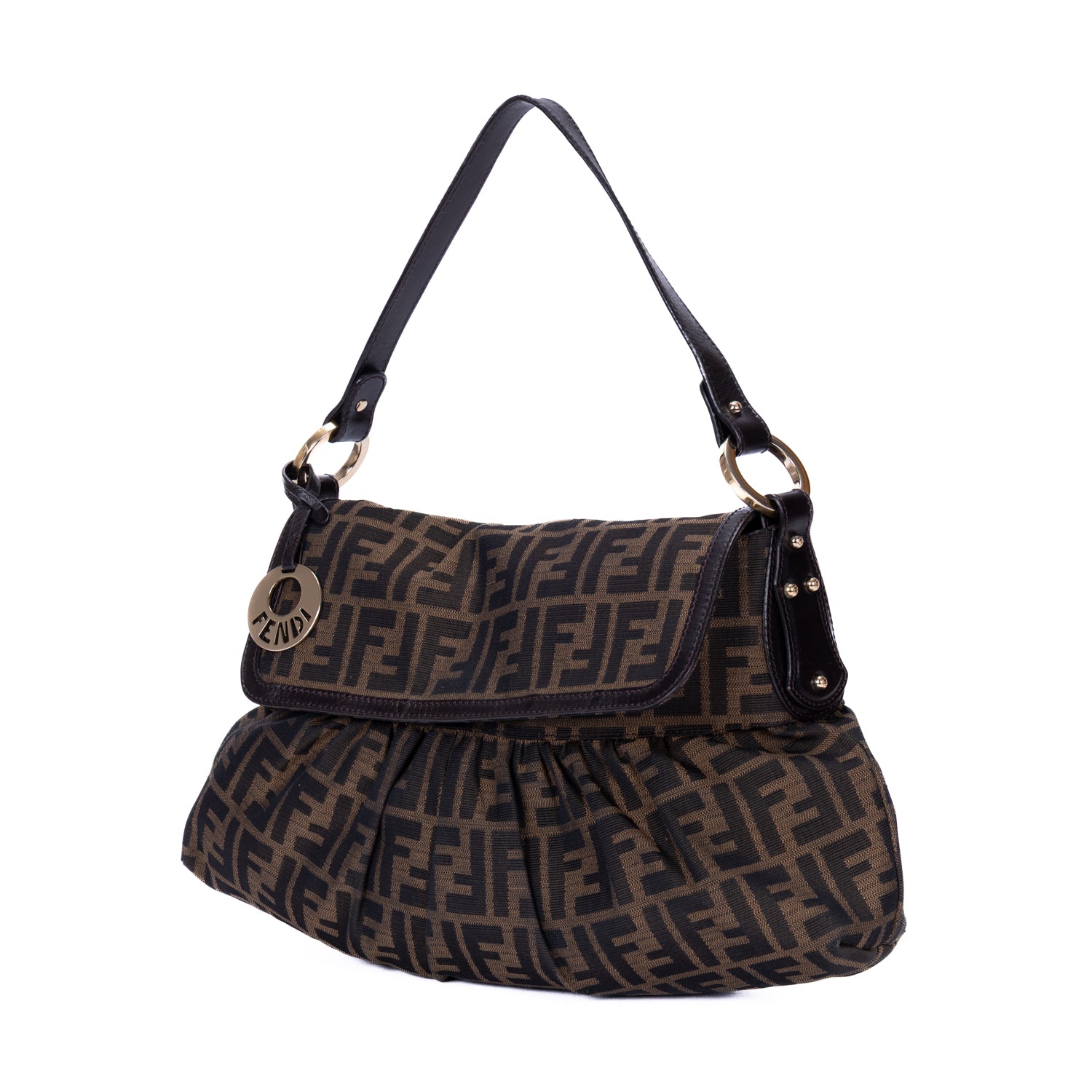 Shoulder Bag Chef Flap Hobo Dark Brown Zucca Canvas